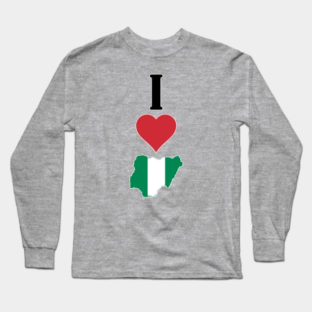 I Heart Nigeria I Love Nigerian National Flag Map Vertical Long Sleeve T-Shirt by Sports Stars ⭐⭐⭐⭐⭐